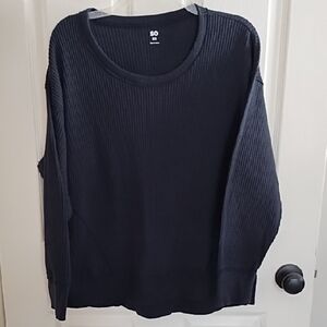 SO Black Ribbed Knit Top